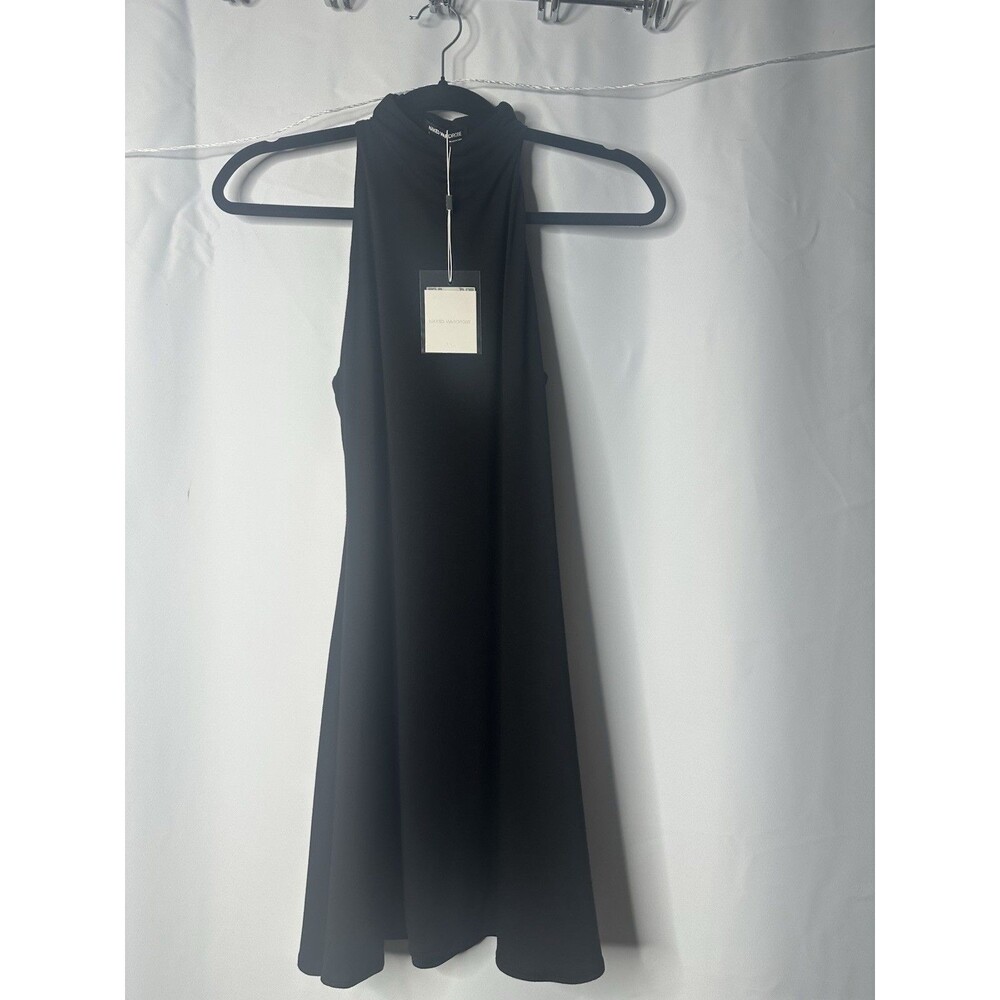 Naked Wardrobe Black Mini Dress S Mock Neck Bodycon Sleeveless